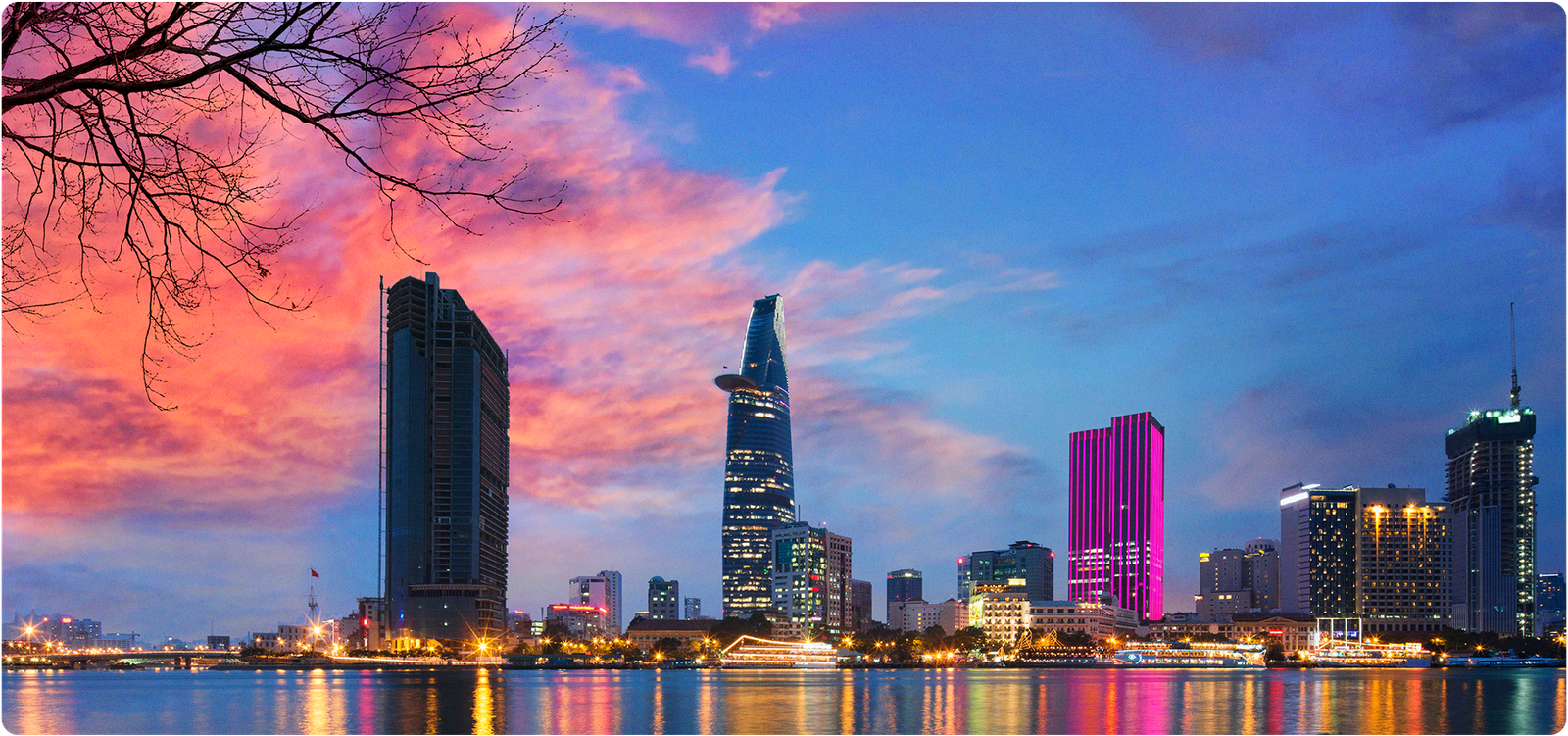 Ho Chi Minh City skyline at sunset