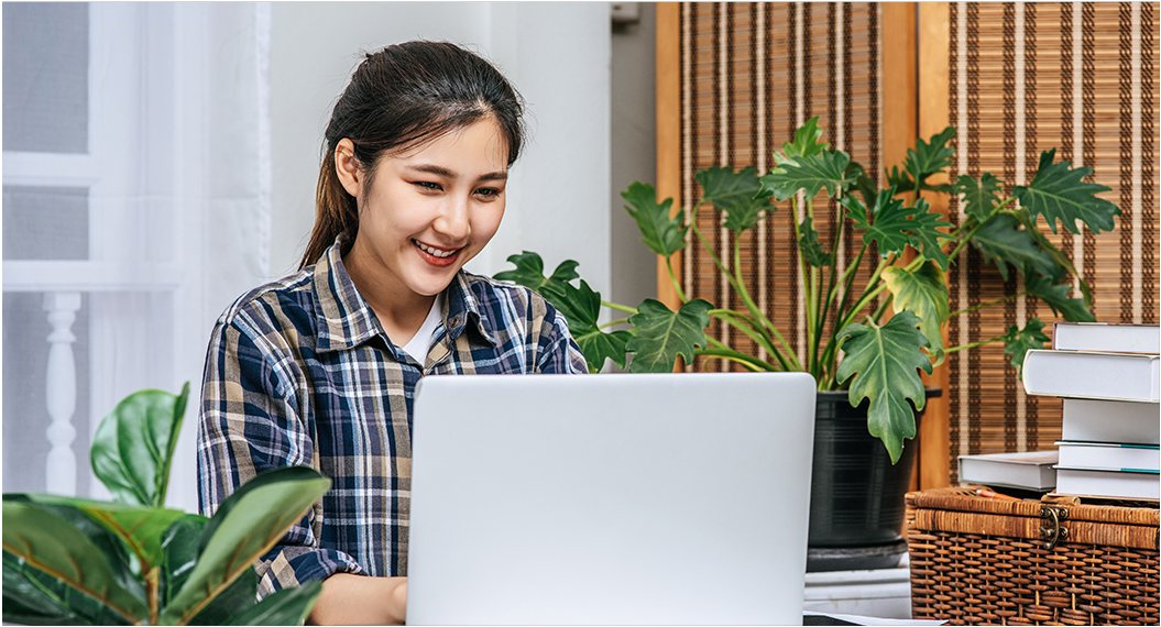 Student working on a laptop